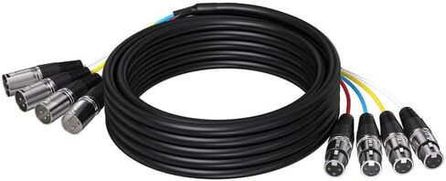 XLR Snake Cable XLR Cables 3ft, 4 Channel XLR Snake Male to Female XLR Microphone Patch Cable,Pro Audio Snake Recording Color Coded for Live Stage, Recording, Studios in Saudi Arabia