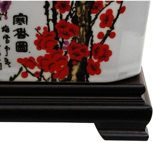 Oriental Furniture 8" Floral Blue & White Porcelain Covered Jar in Saudi Arabia