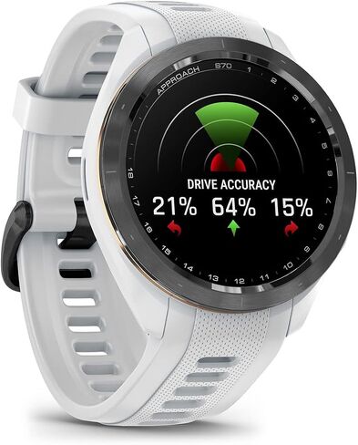 ساعة Garmin Approach S70 (أسود، 47 ملم) للجولف GPS - شاشة AMOLED، علبة افتراضية ومسافة Playslike - حزمة صندوق هدايا مع واقيات شاشة PlayBetter، ومحول حائط وحافظة صلبة in Saudi Arabia