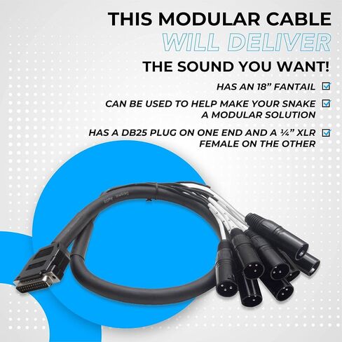 مكبرات الصوت الزلزالية DB25 إلى 8 قنوات ¼ بوصة XLR ذكر 3 أقدام D-Sub كابل ثعبان، كابل معياري لواجهة PatchBay in Saudi Arabia
