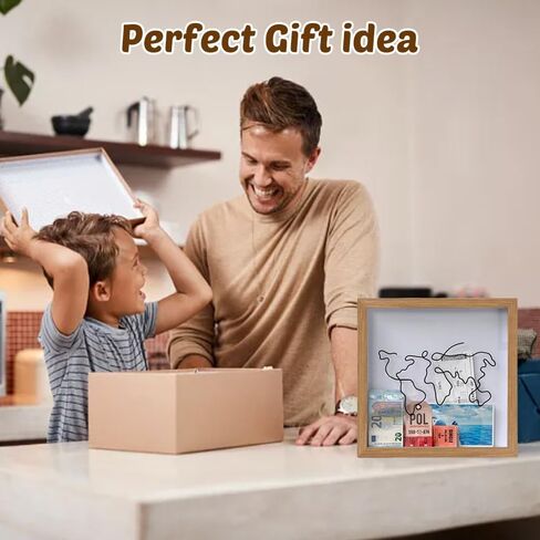 Travel Adventure Archive Box, 12Inch Wooden Travel Shadow Box for Concert Travel Ticket Stub, Adventure Archive Box with Slot On Top for Travel Memories in Kuwait