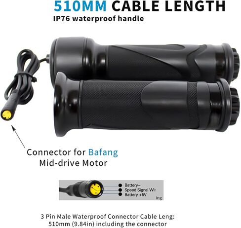 BAFANG Electric Bike Full Twist Throttle Speed Control Handle 24V 36V 48V 60V 72V for Ebike with 3 PIN SM/Waterproof Ebike Throttle in Saudi Arabia