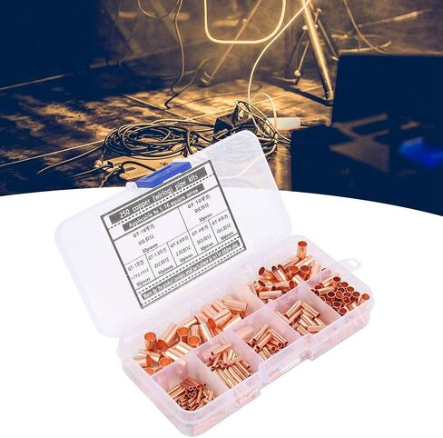 Copper Tube Connector Kits, 250Pcs 7 Sizes Small Copper Connecting Tube Terminal Connecting Set Wire Hardware Supplies Fasteners for Generators Communication Cables Wire Connection in Saudi Arabia