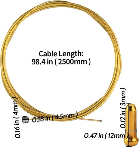Bike Shift Cable Derailleur Cable Stainless Steel Shifter Cable Universal Standard Bicycle Change Cable Bike Shift Cable (1.2 x 2500-mm, Gold) in Saudi Arabia