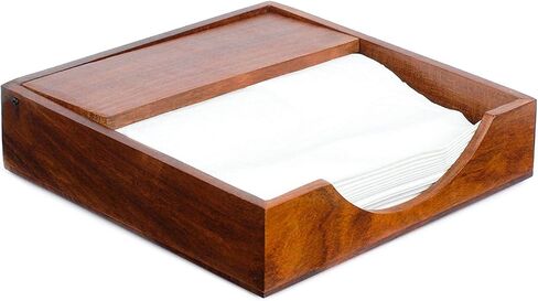 Rusticity® Wood Flat Paper Napkin Holder for Napkin and Tissues - Sleek Design | Handmade | (7x7x2 in) in Saudi Arabia