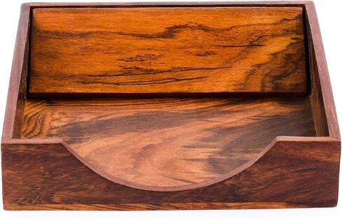 Rusticity® Wood Flat Paper Napkin Holder for Napkin and Tissues - Sleek Design | Handmade | (7x7x2 in) in Saudi Arabia