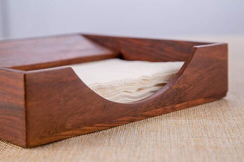 Rusticity® Wood Flat Paper Napkin Holder for Napkin and Tissues - Sleek Design | Handmade | (7x7x2 in) in Saudi Arabia
