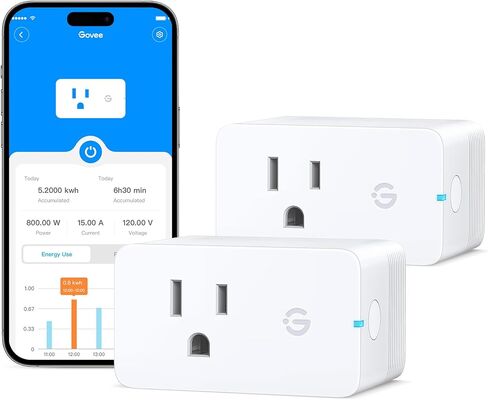 Govee Smart Plug with Energy Monitoring, WiFi Bluetooth Plug Work with Alexa and Google Assistant, 15A Smart Outlets with Timer & Group Controller, No Hub Required, ETL&FCC Certified for Home, 4 Pack in Saudi Arabia