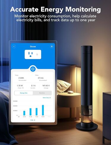 Govee Smart Plug with Energy Monitoring, WiFi Bluetooth Plug Work with Alexa and Google Assistant, 15A Smart Outlets with Timer & Group Controller, No Hub Required, ETL&FCC Certified for Home, 4 Pack in Saudi Arabia