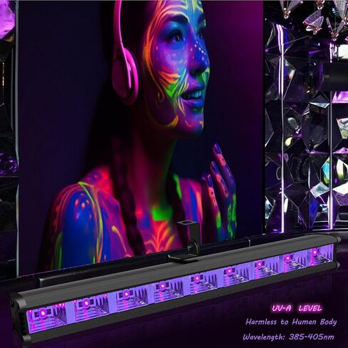 شريط إضاءة أسود LED، أضواء سوداء للحفلات المتوهجة، أضواء سوداء صغيرة للداخلية، إضاءة سوداء لديكورات الهالوين، ملصق فلورسنت، طلاء الجسم in Kuwait