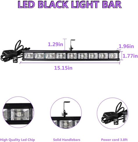 شريط إضاءة أسود LED، أضواء سوداء للحفلات المتوهجة، أضواء سوداء صغيرة للداخلية، إضاءة سوداء لديكورات الهالوين، ملصق فلورسنت، طلاء الجسم in Kuwait