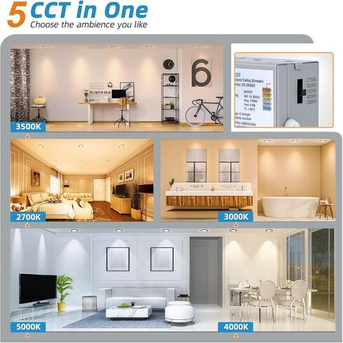 VOLISUN 24 Pack 6 inch Recessed Lighting, 5CCT Ultra-Thin LED Recessed Light with Junction Box, 2700K-5000K Selectable, 1080Lumen Dimmable Canless Wafer Downlight, LED Ceiling Light ETL Certificated in Saudi Arabia