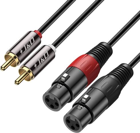 J&D 2 RCA to 2 XLR Cable, PVC Shelled unbalanced Dual XLR Female to Dual RCA Male HiFi Audio Stereo Audio Interconnect Cable for Speaker Condenser Mic Mixer AMP, 6 Feet in Saudi Arabia