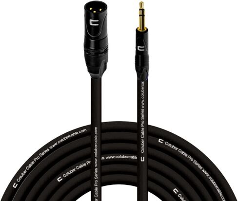 كابل XLR متوازن ذكر إلى 3.5 مم TRS - 50 قدم أسود - موصل ميكروفون احترافي ذو 3 دبابيس لمكبرات الصوت التي تعمل بالطاقة أو واجهة الصوت أو الخلاط للأداء المباشر والتسجيل in Kuwait