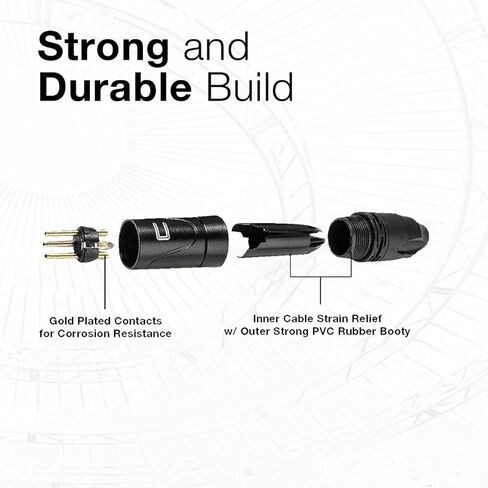 كابل XLR متوازن ذكر إلى 3.5 مم TRS - 50 قدم أسود - موصل ميكروفون احترافي ذو 3 دبابيس لمكبرات الصوت التي تعمل بالطاقة أو واجهة الصوت أو الخلاط للأداء المباشر والتسجيل in Kuwait