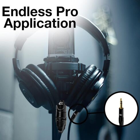 كابل XLR متوازن ذكر إلى 3.5 مم TRS - 50 قدم أسود - موصل ميكروفون احترافي ذو 3 دبابيس لمكبرات الصوت التي تعمل بالطاقة أو واجهة الصوت أو الخلاط للأداء المباشر والتسجيل in Kuwait
