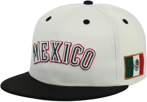 Rings & Crwns Mexico Country Pride Logo قبعة Snapback مسطحة قابلة للتعديل بلاتينية/أسود in Kuwait