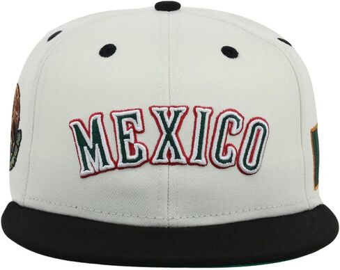 Rings & Crwns Mexico Country Pride Logo قبعة Snapback مسطحة قابلة للتعديل بلاتينية/أسود in Kuwait