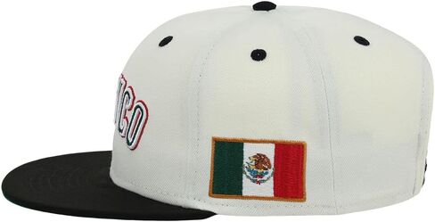 Rings & Crwns Mexico Country Pride Logo قبعة Snapback مسطحة قابلة للتعديل بلاتينية/أسود in Kuwait
