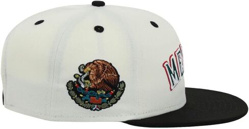 Rings & Crwns Mexico Country Pride Logo قبعة Snapback مسطحة قابلة للتعديل بلاتينية/أسود in Kuwait
