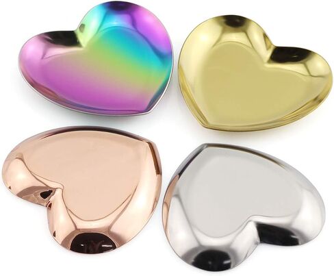 1 Piece Silver Luxurious Metal Storage Tray Heart Shaped Jewelry Display Tray Home Decoration Serving Plate Craft For Table Organizer in Saudi Arabia