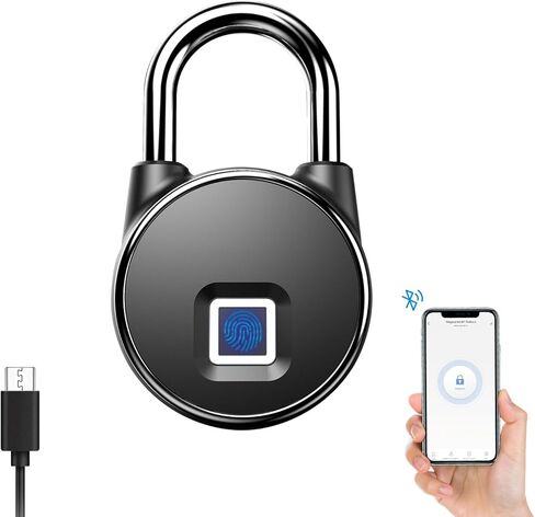 Fingerprint Padlock, MEGAFEIS Bluetooth Lock Smart Padlock, Mobile APP, Water Resistant, with Keyless Biometric Suitable for Gym, Sports, Bike, School, Cabinet, and Storage in Kuwait