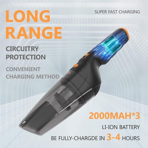 Handheld Vacuum Cordless, Rechargeable Car Vacuum Cleaner with 25 Mins Runtime, Mini Hand Vacuum with 10000 Pa Powerful Suction in Saudi Arabia