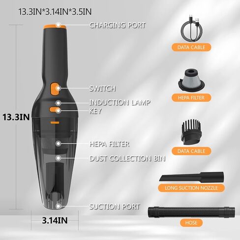 Handheld Vacuum Cordless, Rechargeable Car Vacuum Cleaner with 25 Mins Runtime, Mini Hand Vacuum with 10000 Pa Powerful Suction in Saudi Arabia