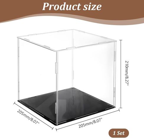 AHANDMAKER Display Case Clear Cube Baseball Holder Hat Display Case with Black Base Acrylic Display Case for Action Figures, Baseball, 8.26x7.87x7.87 Inch in Saudi Arabia
