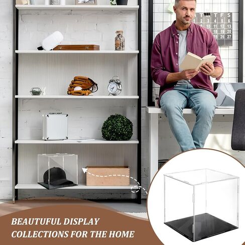 AHANDMAKER Display Case Clear Cube Baseball Holder Hat Display Case with Black Base Acrylic Display Case for Action Figures, Baseball, 8.26x7.87x7.87 Inch in Saudi Arabia