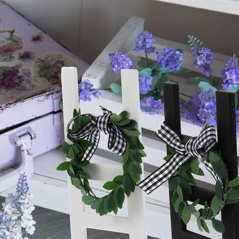 HEALLILY 4Pcs Wooden Farmhouse Tiered Tray Decoration Mini Ladder with Wreath Wood Fence Sign Tiered Tray Items for Farmhouse Decor in Saudi Arabia
