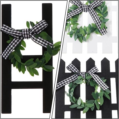 HEALLILY 4Pcs Wooden Farmhouse Tiered Tray Decoration Mini Ladder with Wreath Wood Fence Sign Tiered Tray Items for Farmhouse Decor in Saudi Arabia