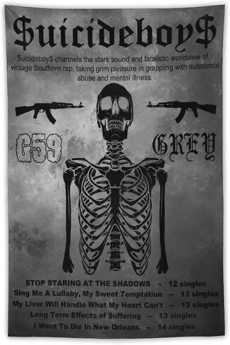 ERGOKRAFT Suicide Hip Hop Music Boys Tapestry,Rapper Poster for College Dorm Party Decorations, Cool Graphic Wall Hanging Backdrop Party Banner, Hip Hop Room Dorm Home Decor 40"x60" in Saudi Arabia