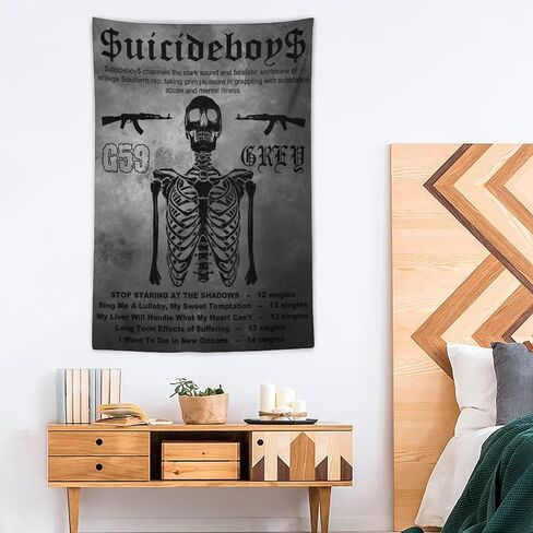 ERGOKRAFT Suicide Hip Hop Music Boys Tapestry,Rapper Poster for College Dorm Party Decorations, Cool Graphic Wall Hanging Backdrop Party Banner, Hip Hop Room Dorm Home Decor 40"x60" in Saudi Arabia
