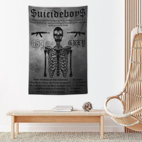 ERGOKRAFT Suicide Hip Hop Music Boys Tapestry,Rapper Poster for College Dorm Party Decorations, Cool Graphic Wall Hanging Backdrop Party Banner, Hip Hop Room Dorm Home Decor 40"x60" in Saudi Arabia