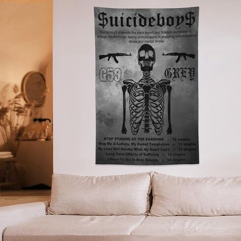 ERGOKRAFT Suicide Hip Hop Music Boys Tapestry,Rapper Poster for College Dorm Party Decorations, Cool Graphic Wall Hanging Backdrop Party Banner, Hip Hop Room Dorm Home Decor 40"x60" in Saudi Arabia