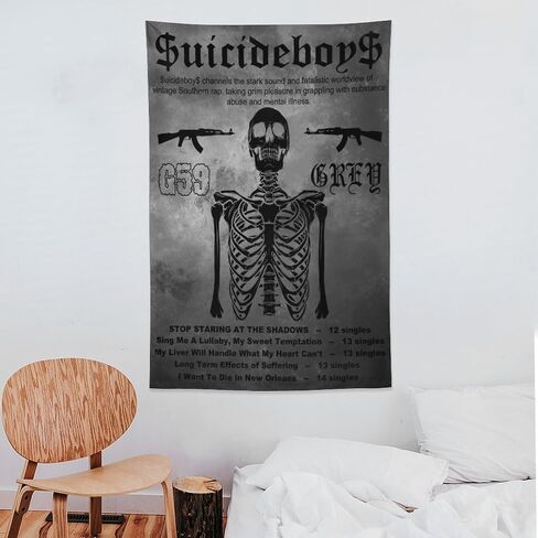 ERGOKRAFT Suicide Hip Hop Music Boys Tapestry,Rapper Poster for College Dorm Party Decorations, Cool Graphic Wall Hanging Backdrop Party Banner, Hip Hop Room Dorm Home Decor 40"x60" in Saudi Arabia