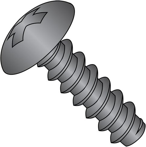 Small Parts 1016BPTB Steel Sheet Metal Screw, Black Oxide Finish, Truss Head, Phillips Drive, Type B, #10-16 Thread Size, 1" Length (Pack of 50) in Saudi Arabia