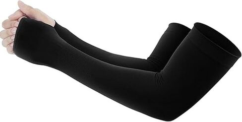 Compression Arm Sleeves With UV Protection Free Size For Men and Women, Cooling & Moisture Wicking, Black in Saudi Arabia