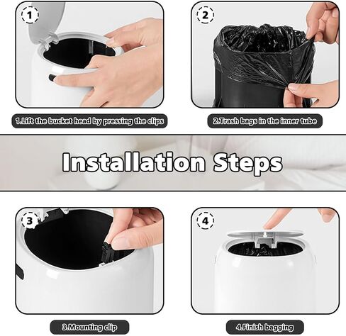 سلة مهملات صغيرة مع غطاء من نوع الضغط، سلة مهملات للمكتب بسعة 0.5 جالون، سلة قمامة صغيرة، سلة مهملات صغيرة للحمام وغرفة النوم والمطبخ والمنزل وطاولة القهوة in Kuwait