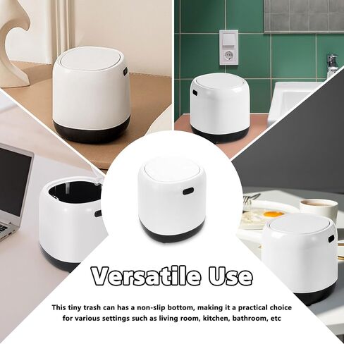 سلة مهملات صغيرة مع غطاء من نوع الضغط، سلة مهملات للمكتب بسعة 0.5 جالون، سلة قمامة صغيرة، سلة مهملات صغيرة للحمام وغرفة النوم والمطبخ والمنزل وطاولة القهوة in Kuwait