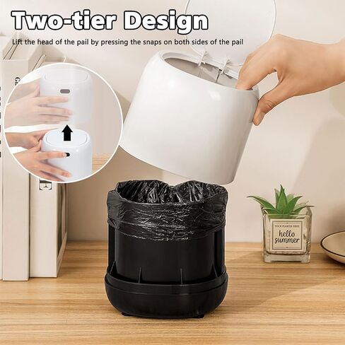 سلة مهملات صغيرة مع غطاء من نوع الضغط، سلة مهملات للمكتب بسعة 0.5 جالون، سلة قمامة صغيرة، سلة مهملات صغيرة للحمام وغرفة النوم والمطبخ والمنزل وطاولة القهوة in Kuwait