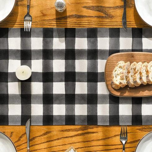 Artoid Mode Buffalo Plaid Eucalyptus Truck Spring Table Runner, Summer Seasonal Kitchen Dining Table Decoration for Home Party Decor 13x72 Inch in Saudi Arabia