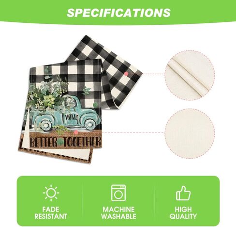 Artoid Mode Buffalo Plaid Eucalyptus Truck Spring Table Runner, Summer Seasonal Kitchen Dining Table Decoration for Home Party Decor 13x72 Inch in Saudi Arabia
