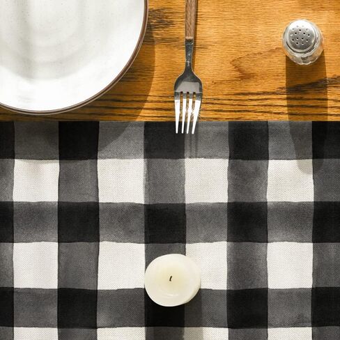 Artoid Mode Buffalo Plaid Eucalyptus Truck Spring Table Runner, Summer Seasonal Kitchen Dining Table Decoration for Home Party Decor 13x72 Inch in Saudi Arabia