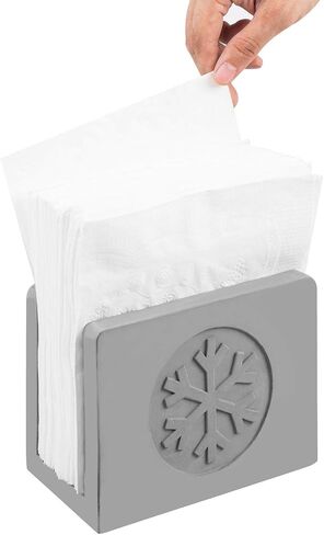 MyGift Gray Cement Holiday Napkin Holder with Snowflake Design, Christmas Winter Kitchen Dining Table Decor in Saudi Arabia