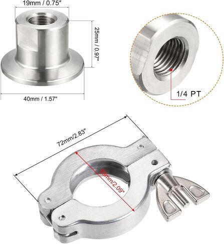 MECCANIXITY KF25 Pipe Fitting Female Threaded 1/4 PT to Clamp OD 40mm Ferrule and Vacuum Clamp 53mm x 31mm Clamp Wing Nut with Center Ring Pack of 3 in Saudi Arabia