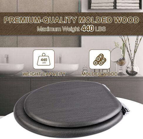 Round Toilet Seat, Slow Close Wood Toilet Seat with Metal Hinges Soft Close Oblong Toilet Seat Colored Decorative Toilet Seat, Easy Clean and Install in Saudi Arabia