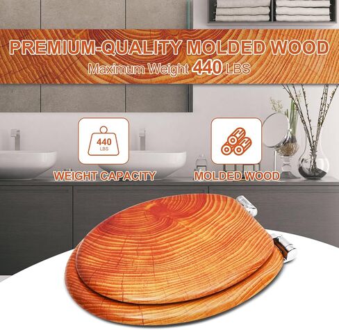 Round Toilet Seat, Slow Close Wood Toilet Seat with Metal Hinges Soft Close Oblong Toilet Seat Colored Decorative Toilet Seat, Easy Clean and Install in Saudi Arabia