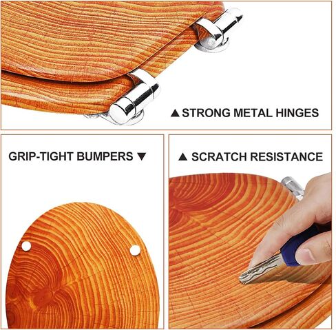 Round Toilet Seat, Slow Close Wood Toilet Seat with Metal Hinges Soft Close Oblong Toilet Seat Colored Decorative Toilet Seat, Easy Clean and Install in Saudi Arabia